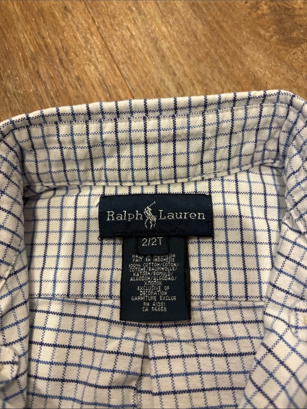 Lot of 2 Ralph Lauren LS Shirts - White/Navy Check & Red/Black Plaid Boys 3T